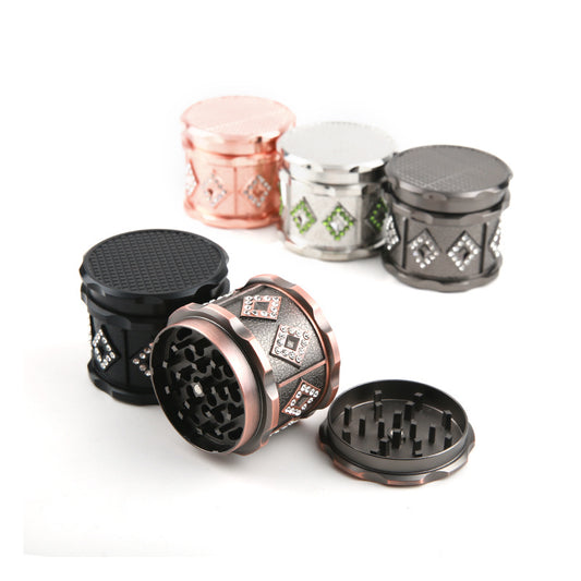 Zinc Alloy Smoke Grinder With Drill Grid Four-Layer Smoke Grinder