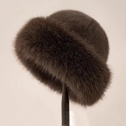 2023 Big Fluffy Faux Fur Bucket Hat for Women Luxury Plush Fisherman Hat Warm Winter Hat Thicken Cold Snowy Day Panama Cap 2023