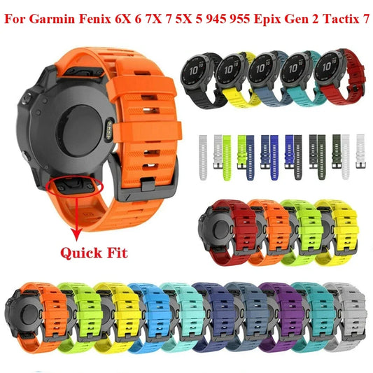 JKER 22mm 26mm QuickFit Strap for Garmin Epix Gen 2 Silicone Band for Garmin Fenix 7 7X 5 5X 6X Pro Enduro 2 Bracelet Watchband