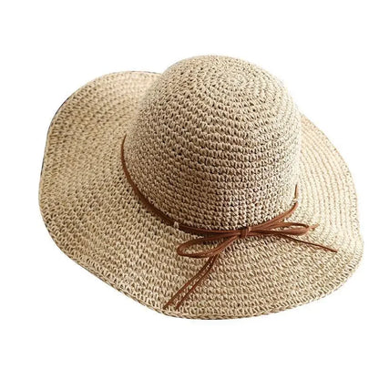 Beach Hats Adults Female Sunscreen Cap Simple Women Straw Hats Summer Sun Hats for Women Lady Folding Bow Travel Caps Female