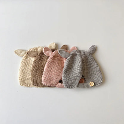 0-2 Years Baby Hat Autumn Winter Ear Rabbit Knitted Kids Hat Baby Girls Baby Boys Cute Wool Hat  Baby Accessories Newborn