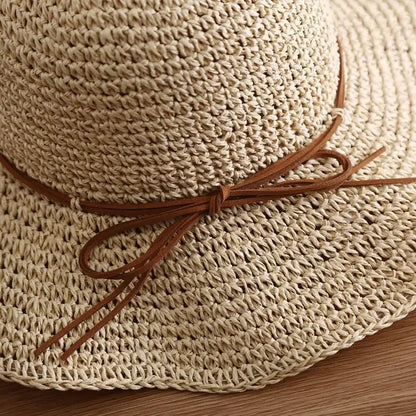 Beach Hats Adults Female Sunscreen Cap Simple Women Straw Hats Summer Sun Hats for Women Lady Folding Bow Travel Caps Female