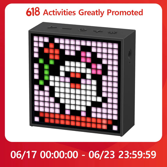 Divoom Timebox Evo Bluetooth Portable Speaker with Clock Alarm Programmable LED Display for Pixel Art Creation Unique Gift
